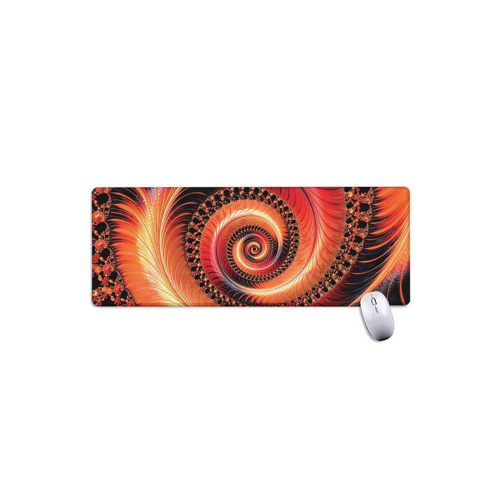 Orange Fractal Print Extended Mouse Pad