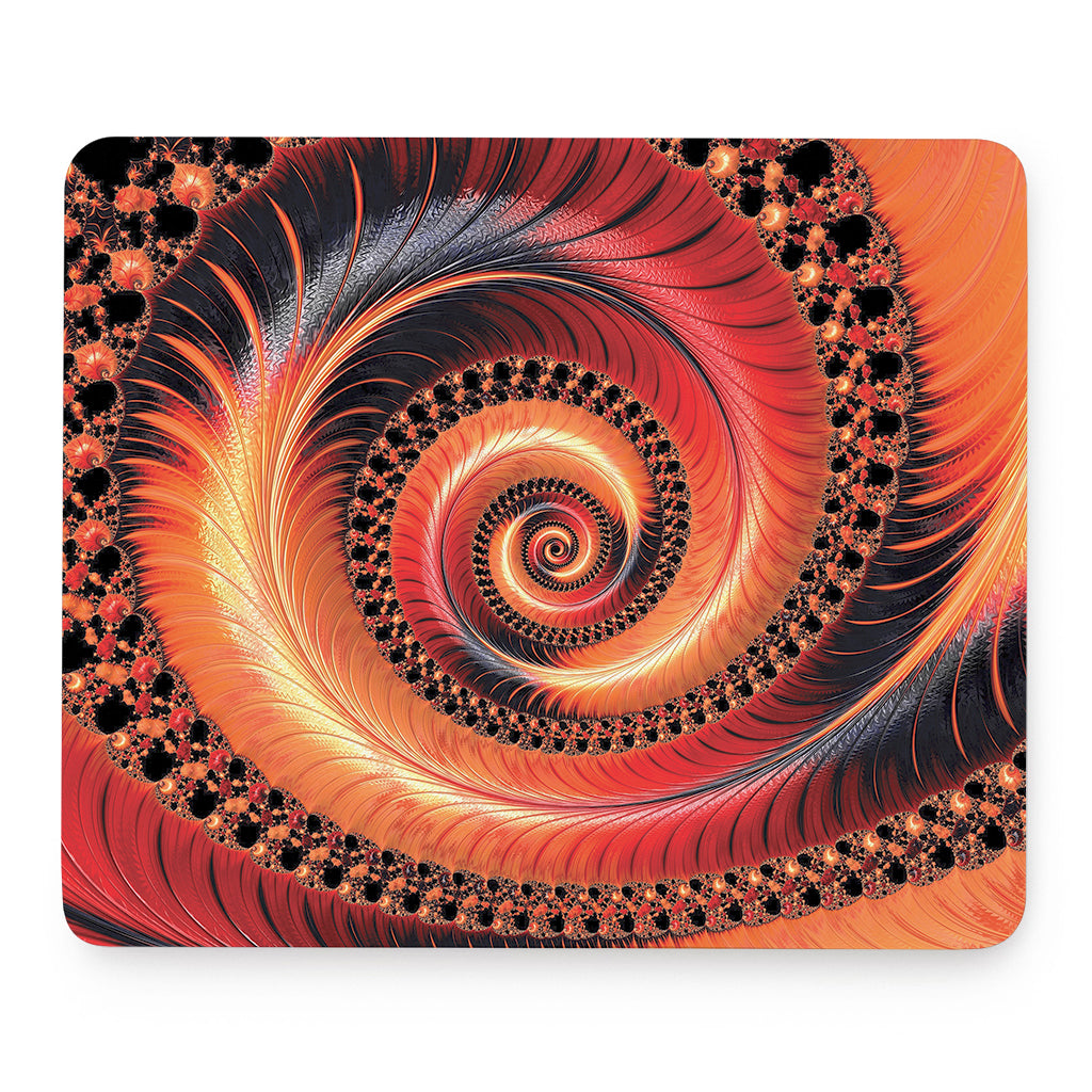 Orange Fractal Print Mouse Pad