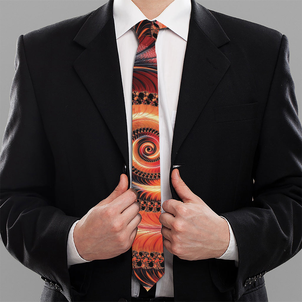 Orange Fractal Print Necktie