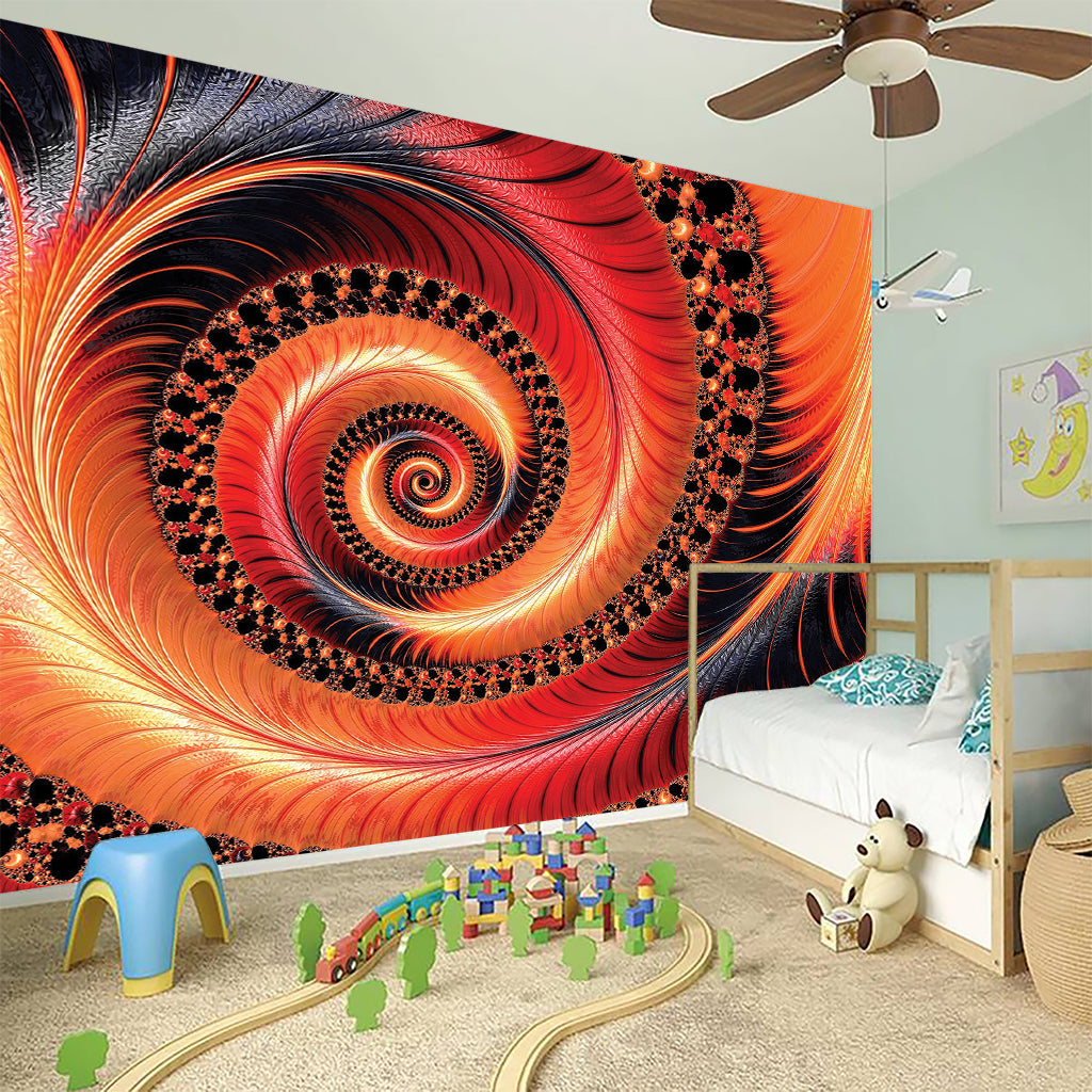 Orange Fractal Print Wall Sticker