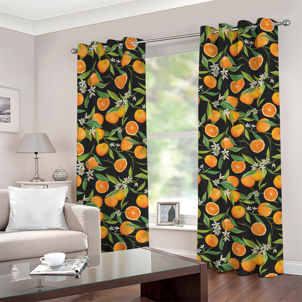 Orange Fruit Pattern Print Grommet Curtains