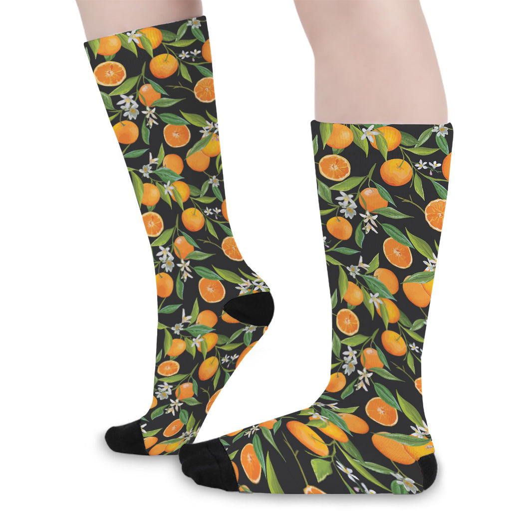 Orange Fruit Pattern Print Long Socks