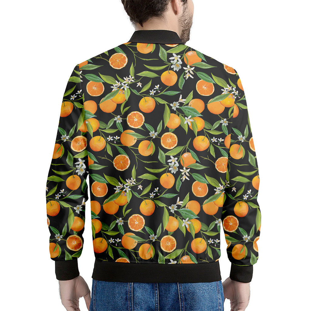 Orange Fruit Pattern Print Men's Bomber Jacket