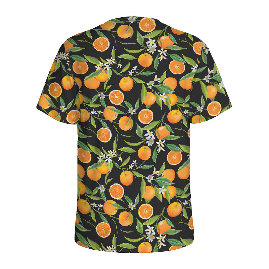 Orange Fruit Pattern Print Men's Sports T-Shirt