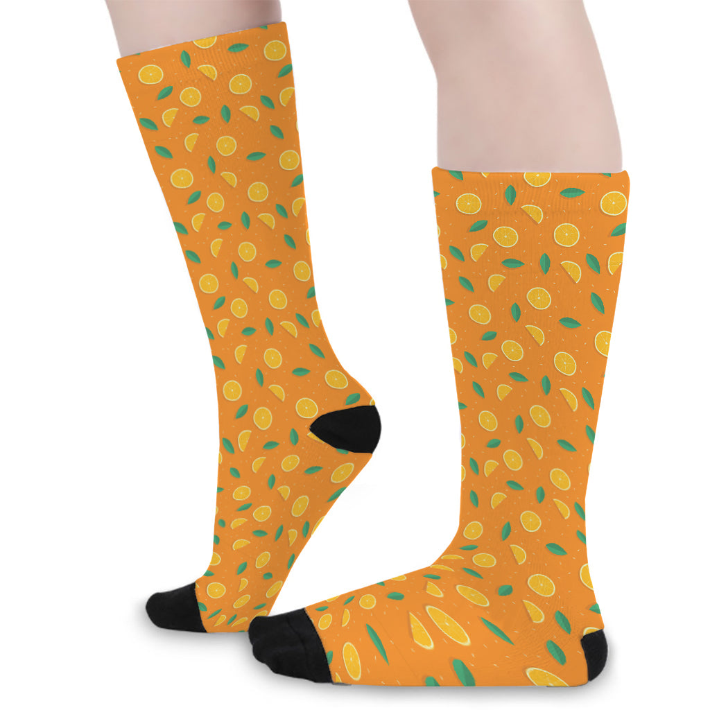 Orange Fruit Slices Pattern Print Long Socks