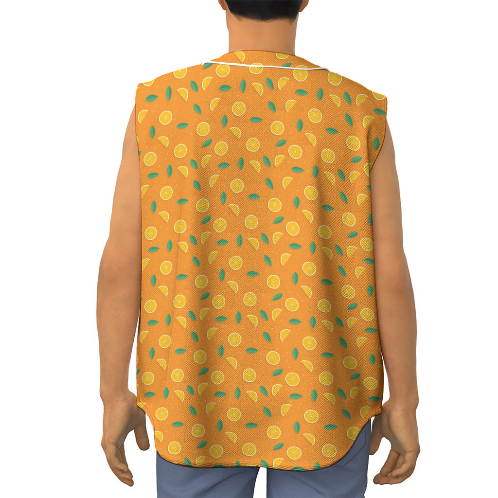 Orange Fruit Slices Pattern Print Sleeveless Baseball Jersey