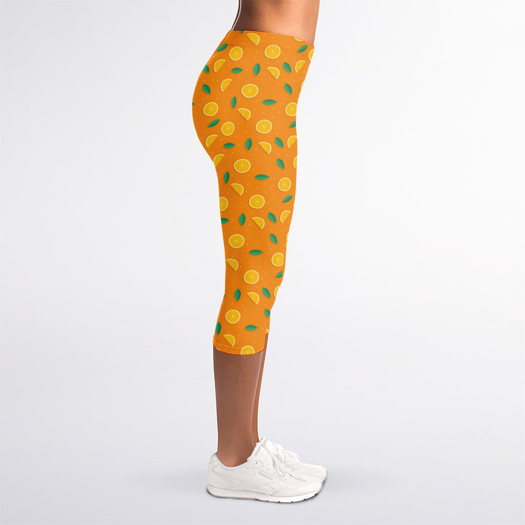 Orange Fruit Slices Pattern Print Women's Capri Leggings