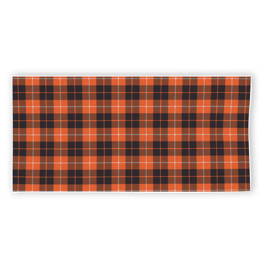 Orange Grey And White Tartan Print Beach Towel