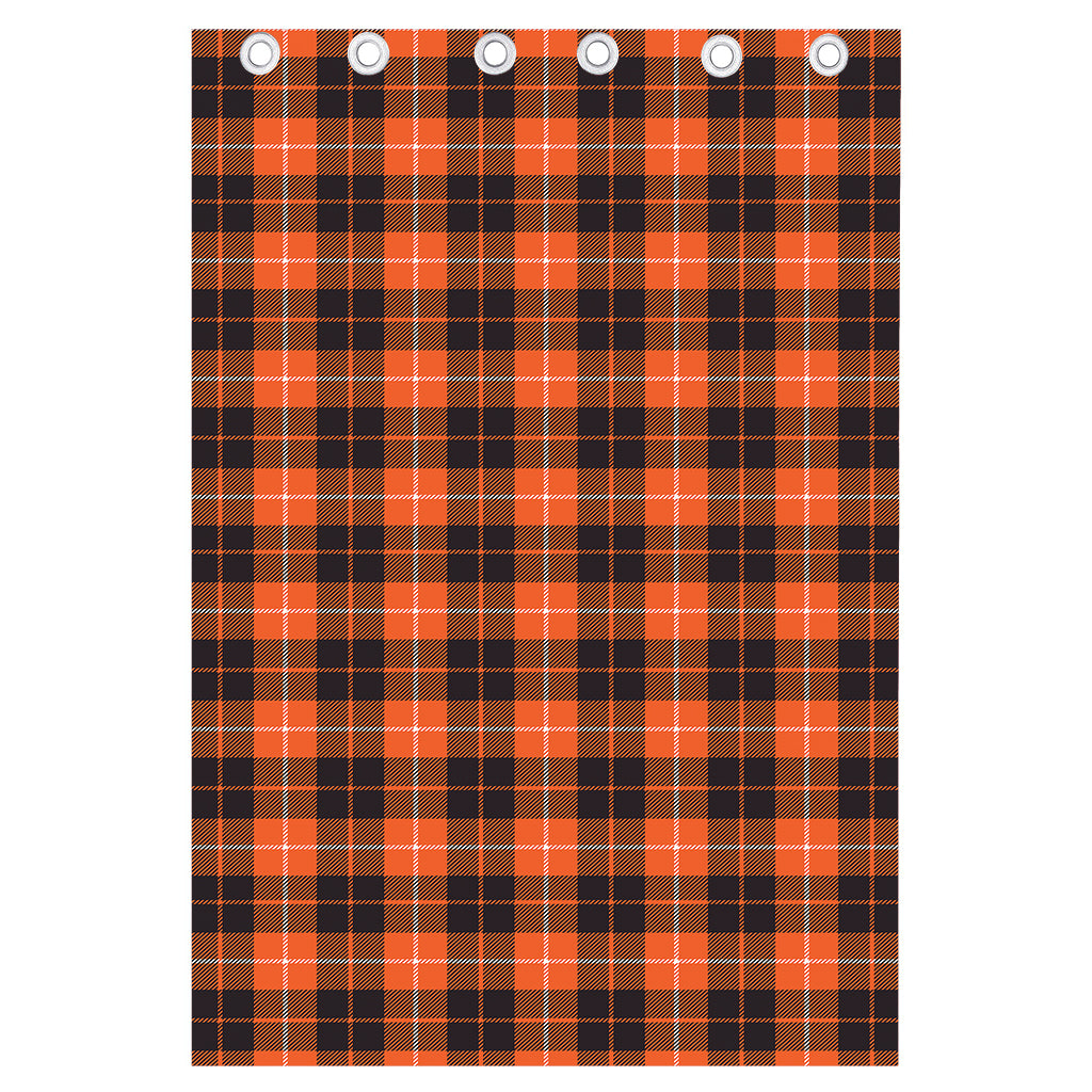 Orange Grey And White Tartan Print Curtain