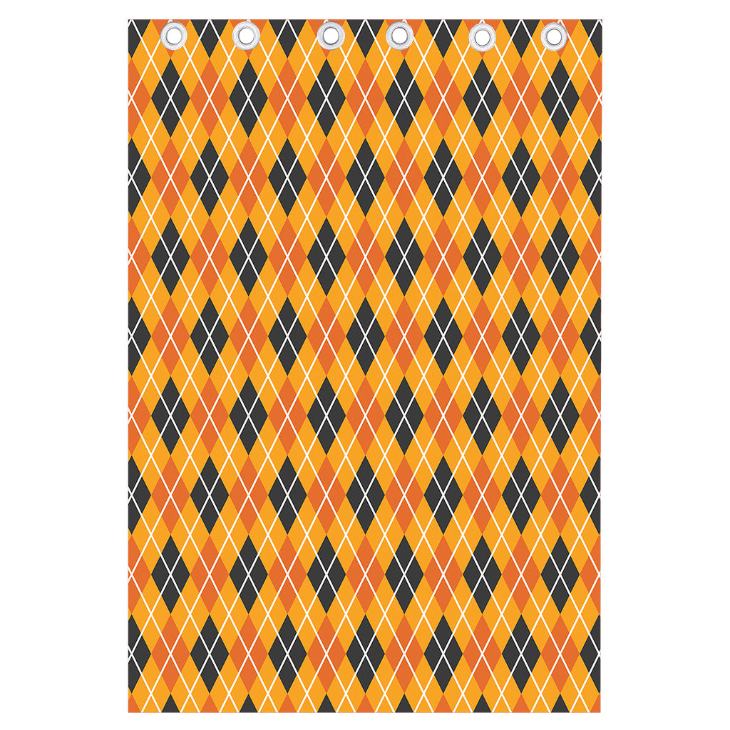 Orange Halloween Argyle Pattern Print Curtain