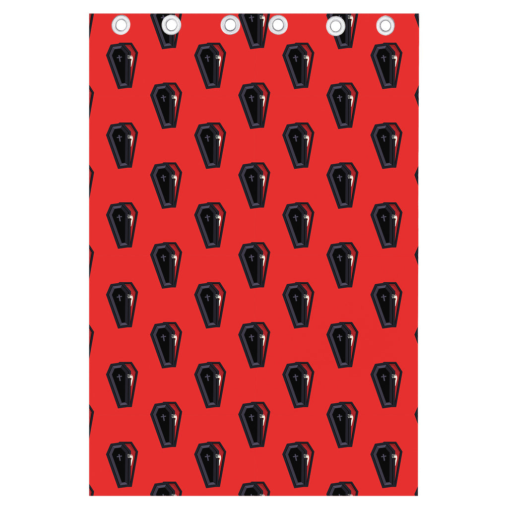Orange Halloween Coffin Pattern Print Curtain