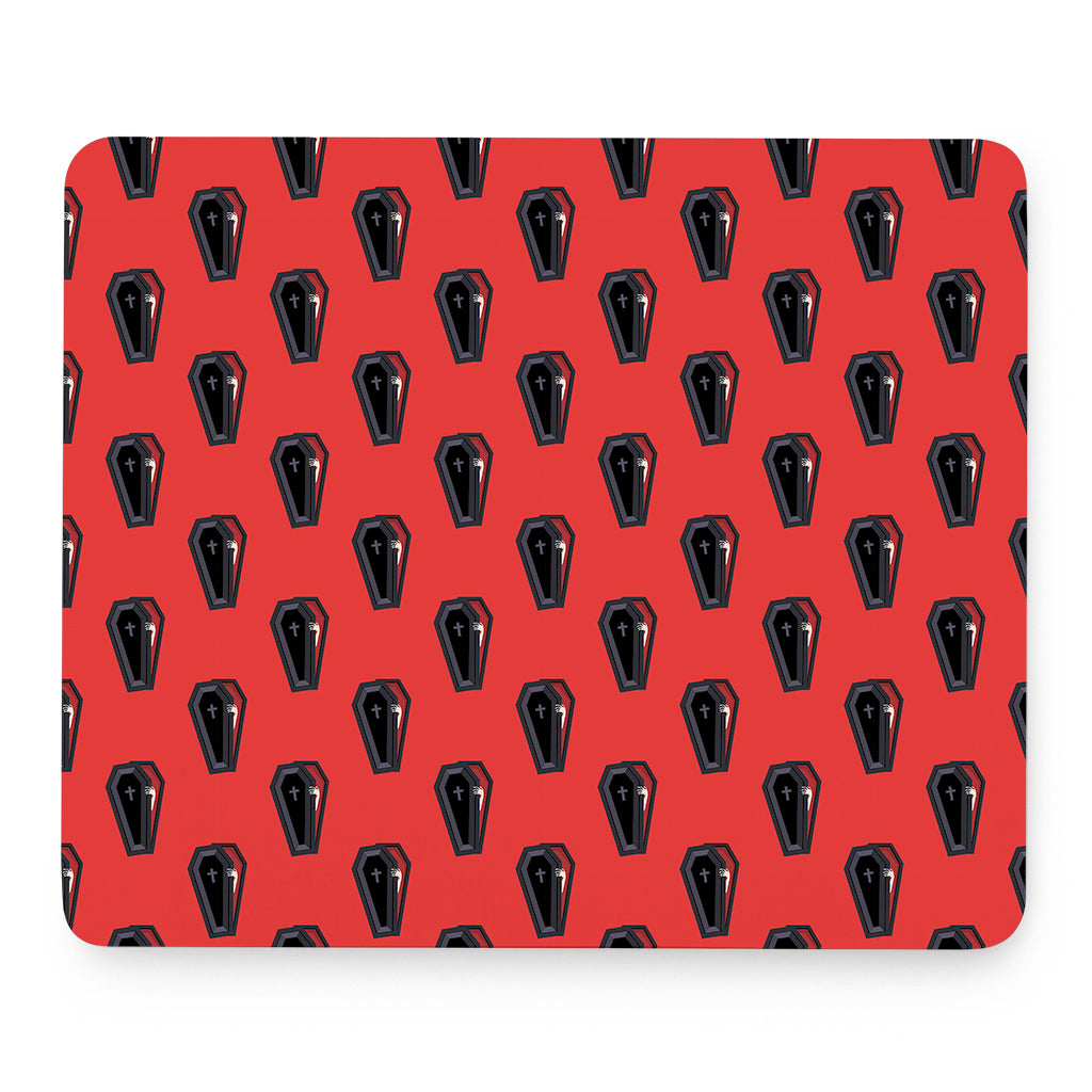 Orange Halloween Coffin Pattern Print Mouse Pad