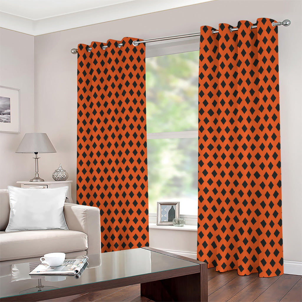 Orange Halloween Pattern Print Extra Wide Grommet Curtains