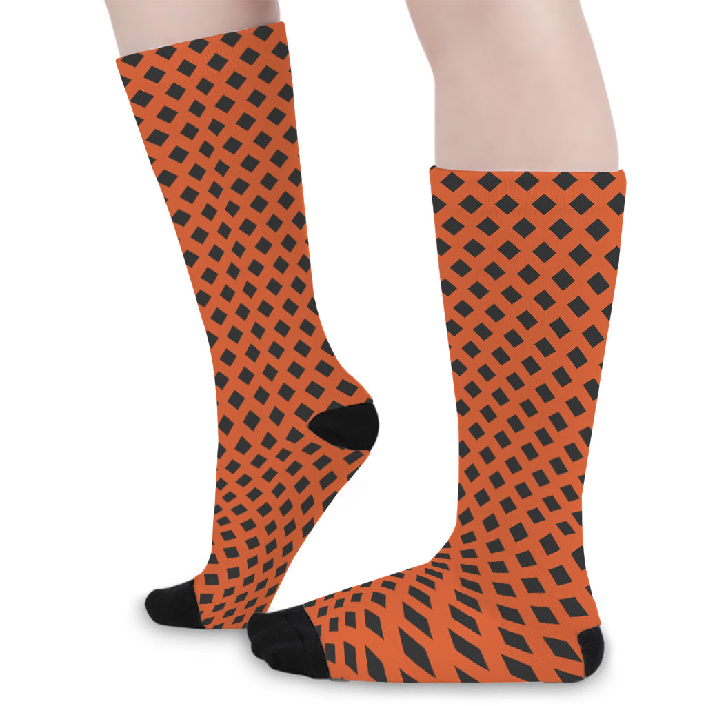 Orange Halloween Pattern Print Long Socks