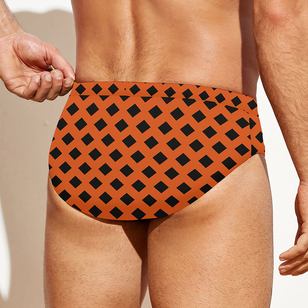 Orange Halloween Pattern Print Men's Swim Briefs