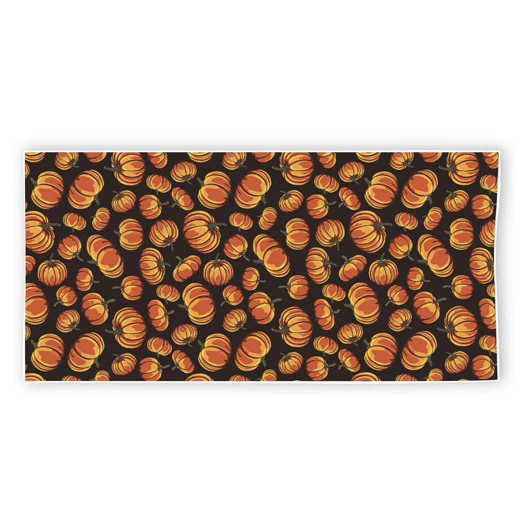 Orange Halloween Pumpkin Pattern Print Beach Towel