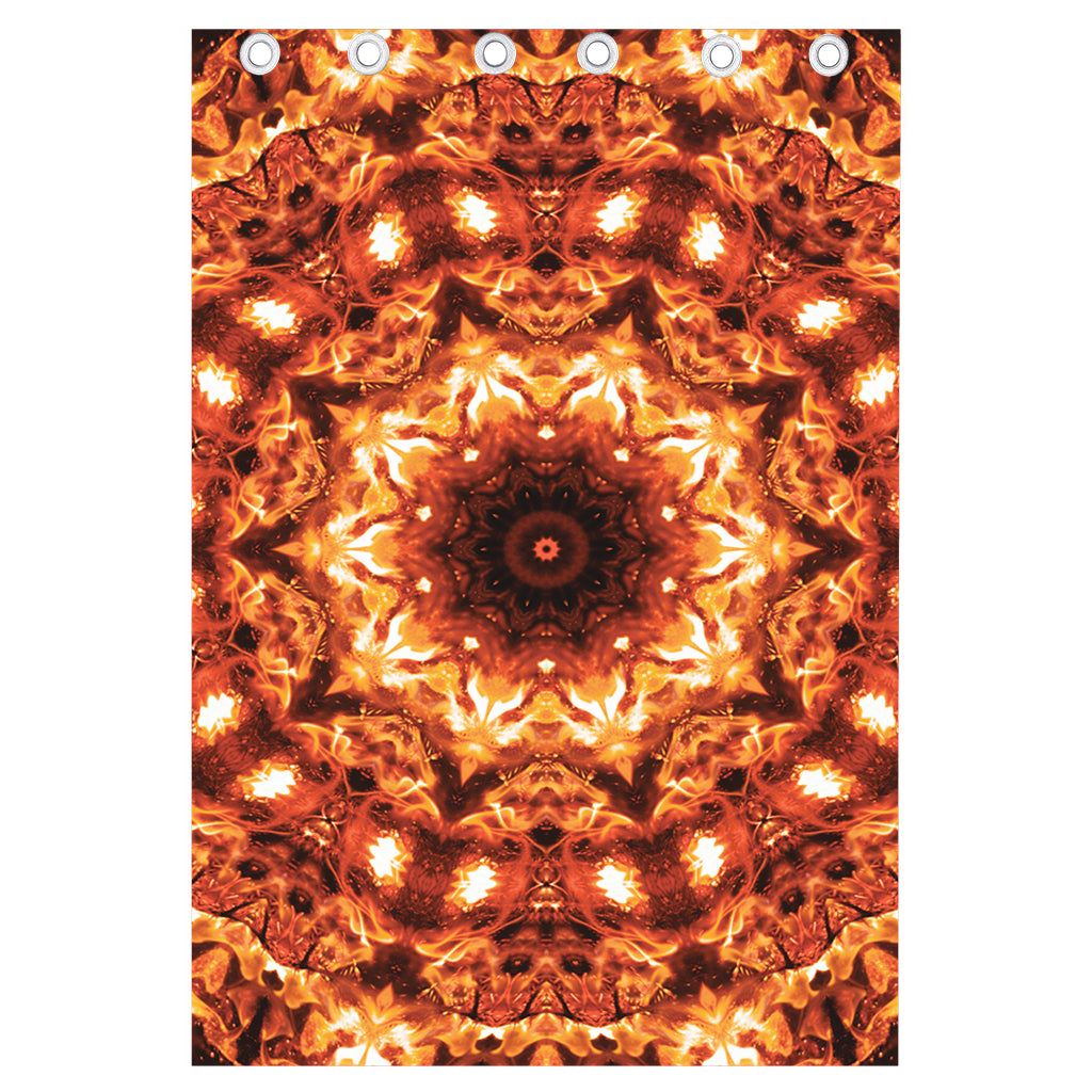 Orange Kaleidoscope Print Curtain