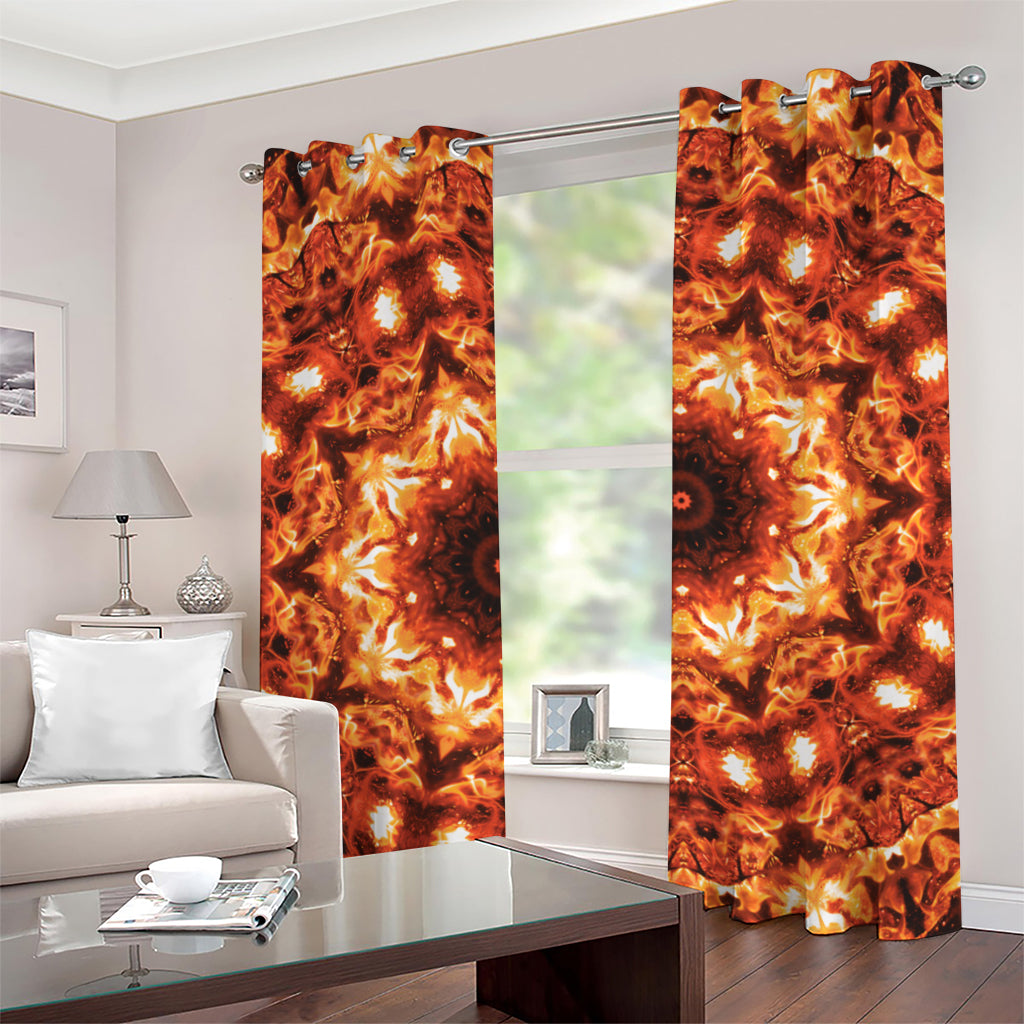 Orange Kaleidoscope Print Grommet Curtains