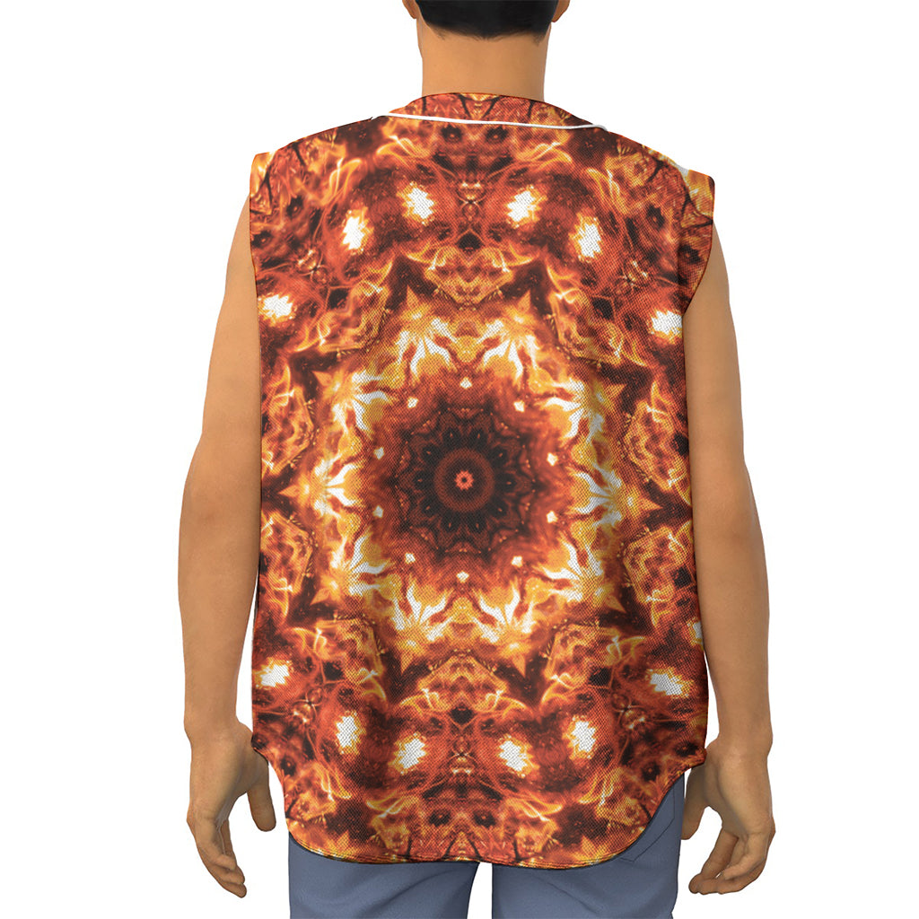 Orange Kaleidoscope Print Sleeveless Baseball Jersey
