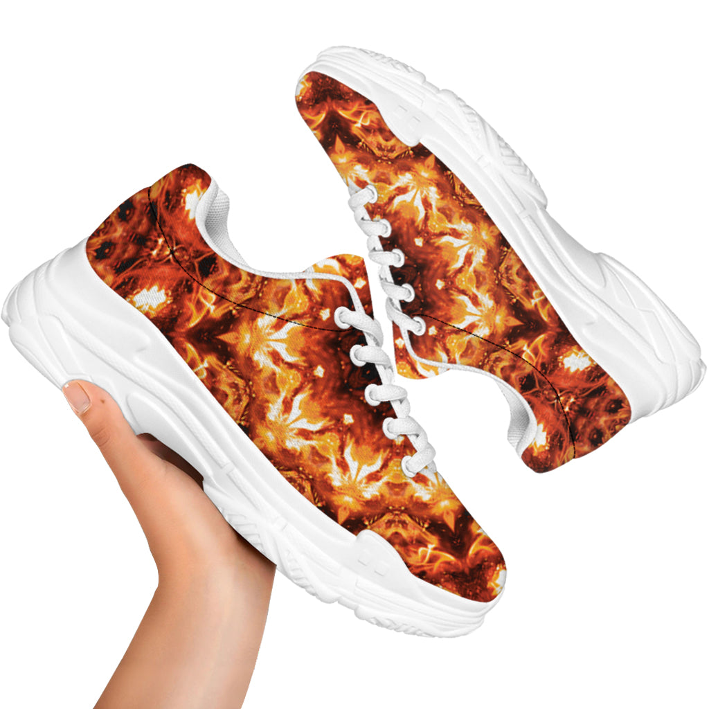 Orange Kaleidoscope Print White Chunky Shoes