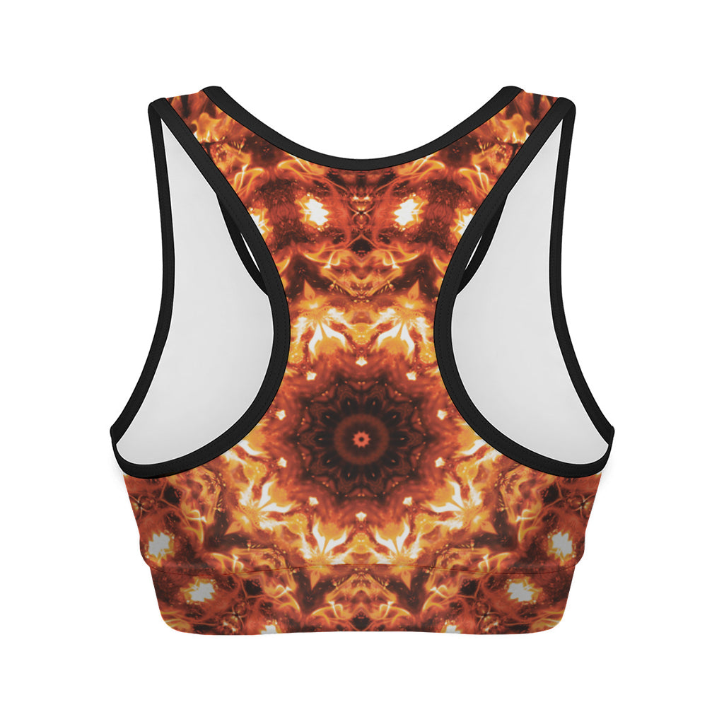 Orange Kaleidoscope Print Women's Sports Bra