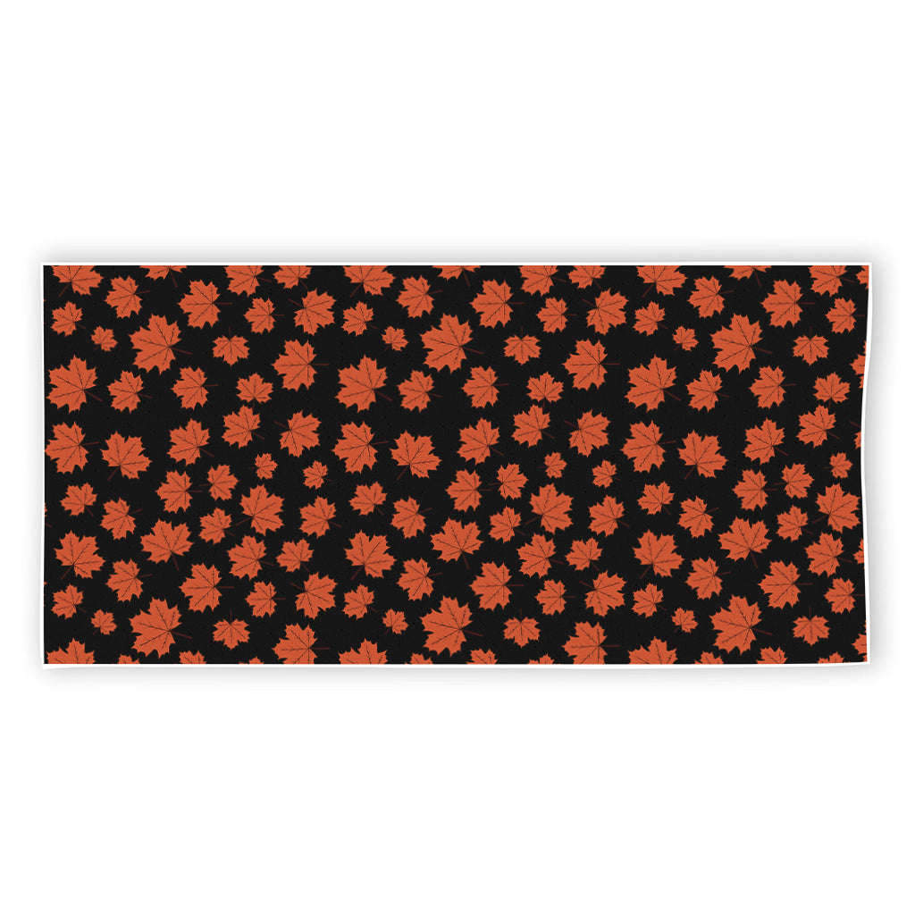 Orange Maple Leaves Pattern Print Beach Towel