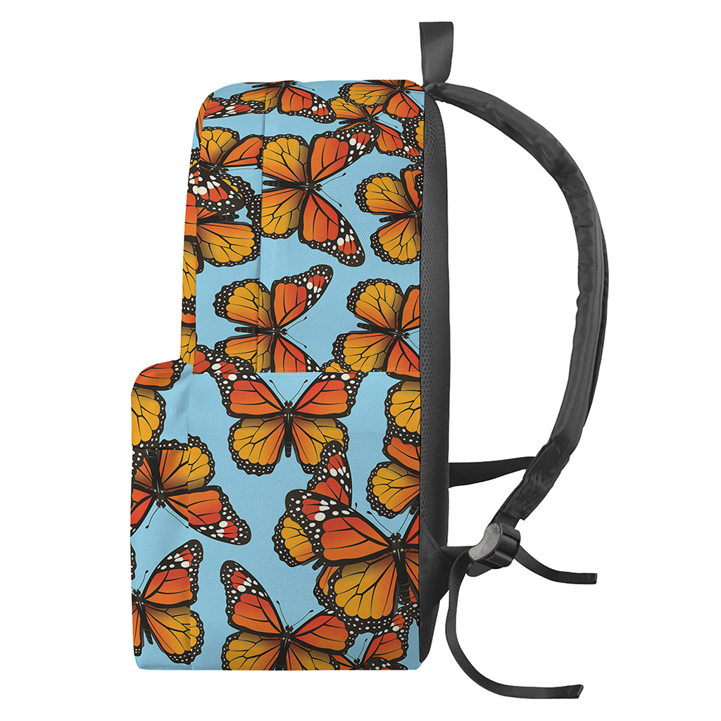 Orange Monarch Butterflies Pattern Print Backpack