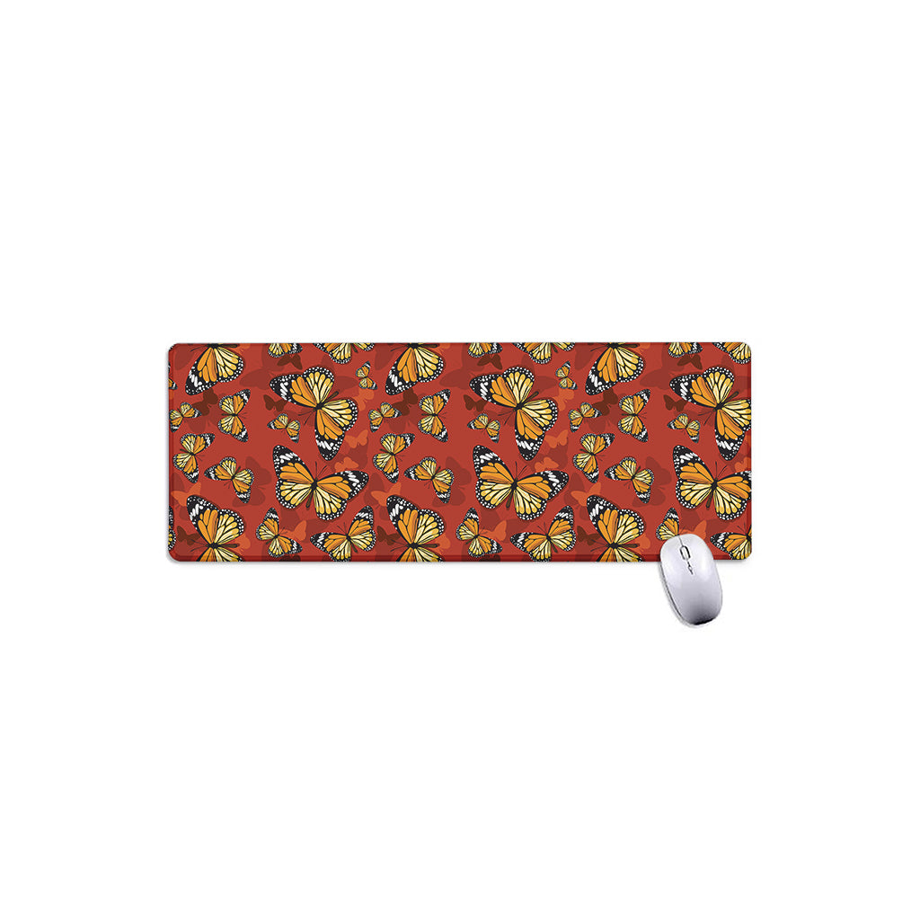 Orange Monarch Butterfly Print Extended Mouse Pad