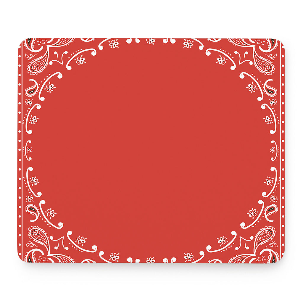 Orange Paisley Bandana Print Mouse Pad