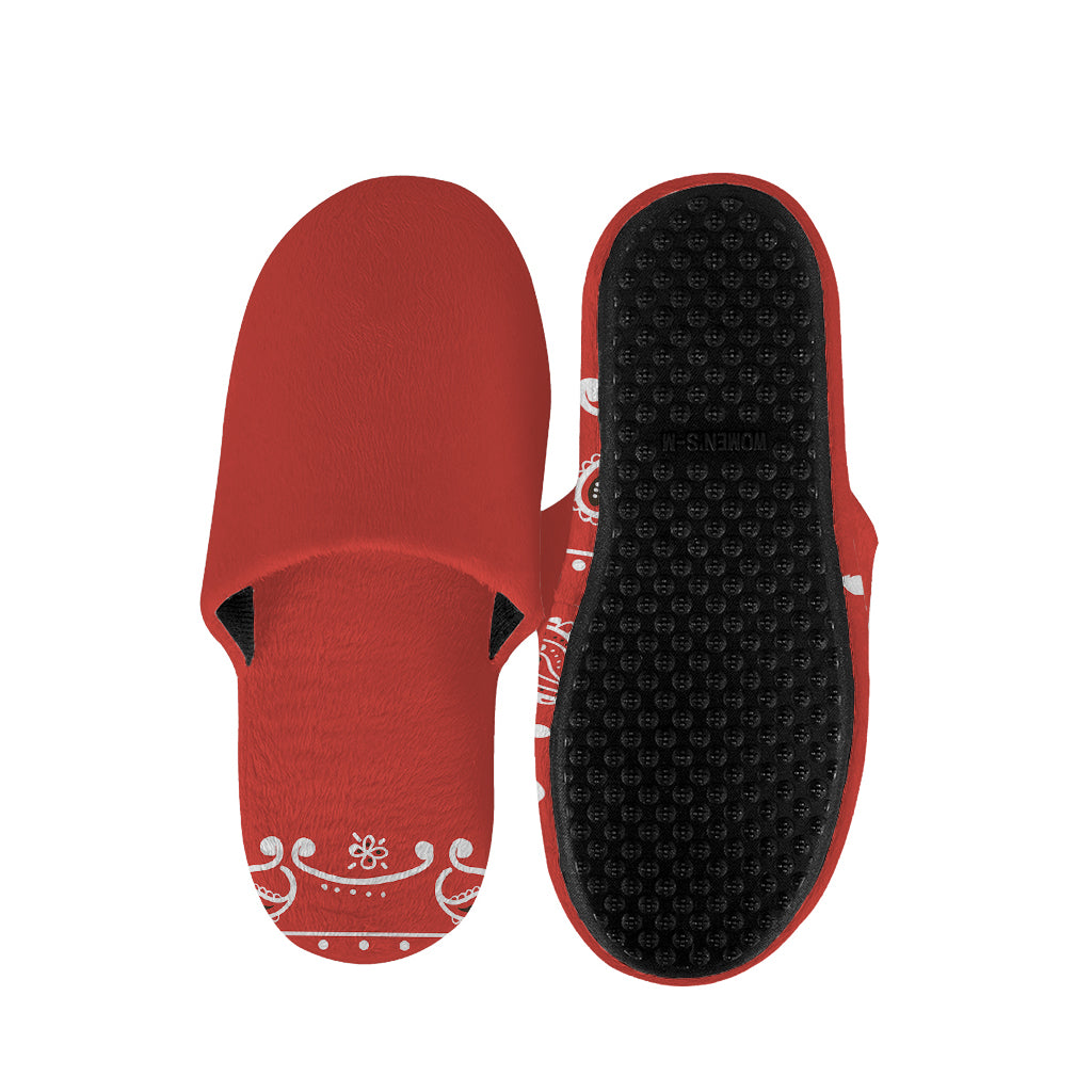 Orange Paisley Bandana Print Slippers