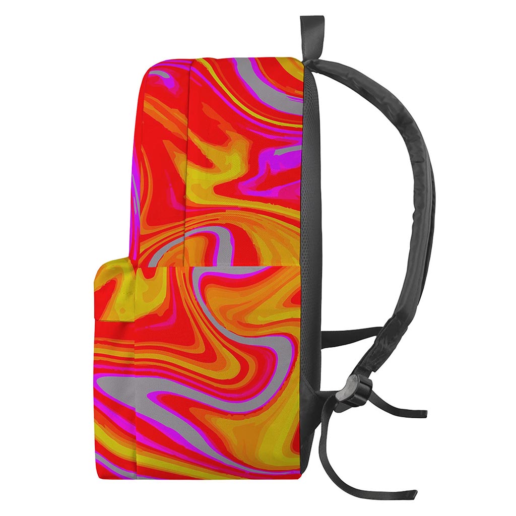 Orange Psychedelic Liquid Trippy Print Backpack