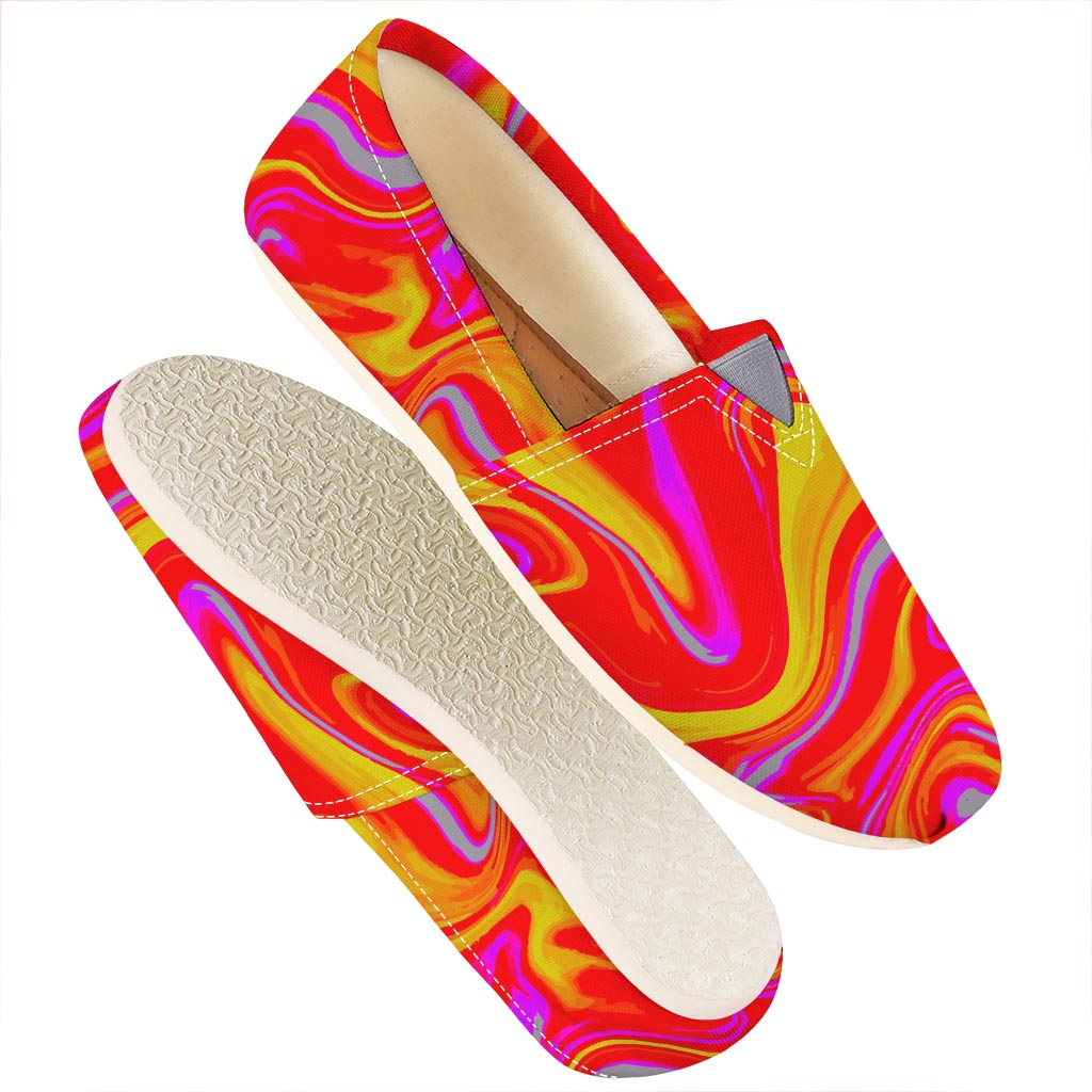 Orange Psychedelic Liquid Trippy Print Casual Shoes