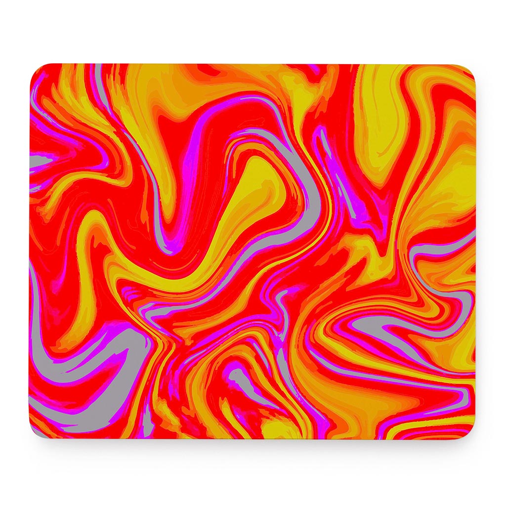 Orange Psychedelic Liquid Trippy Print Mouse Pad