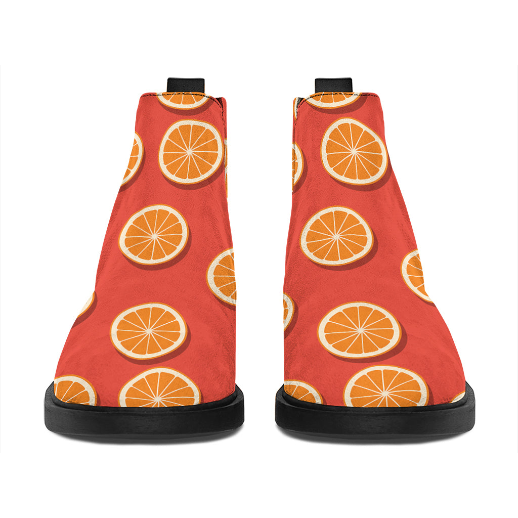 Orange Slices Pattern Print Flat Ankle Boots