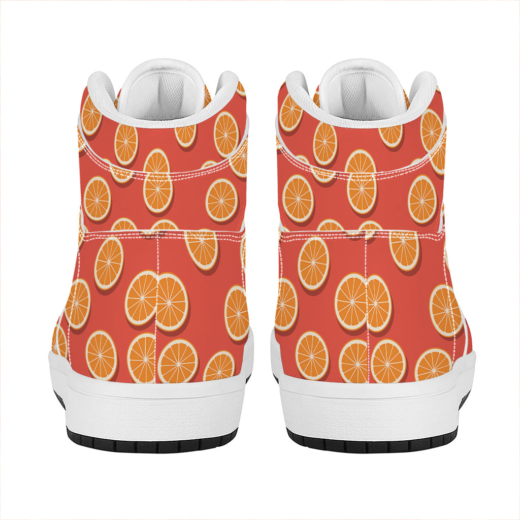 Orange Slices Pattern Print High Top Leather Sneakers