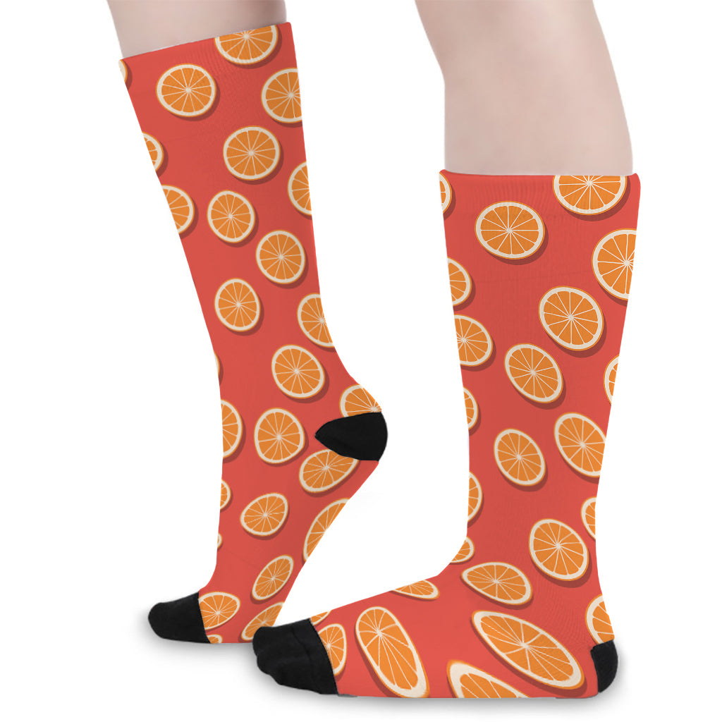 Orange Slices Pattern Print Long Socks
