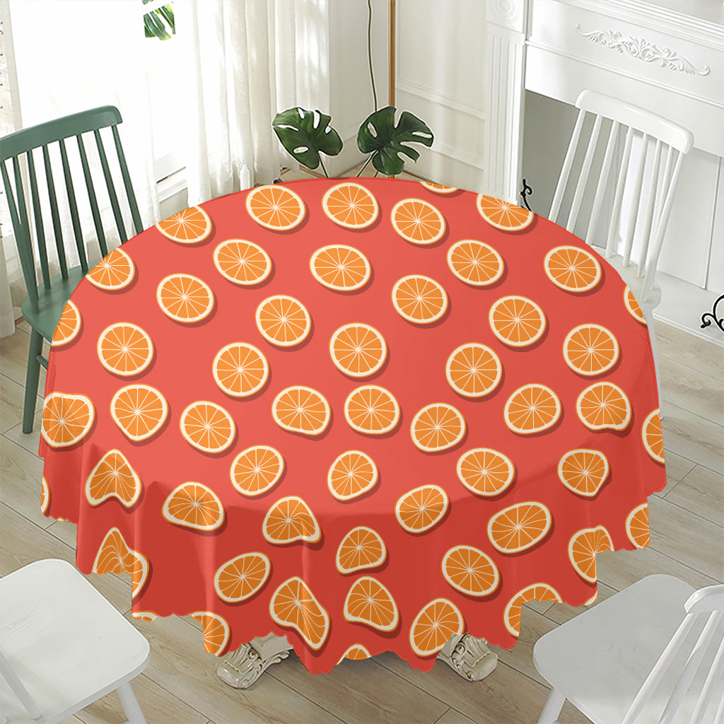 Orange Slices Pattern Print Waterproof Round Tablecloth