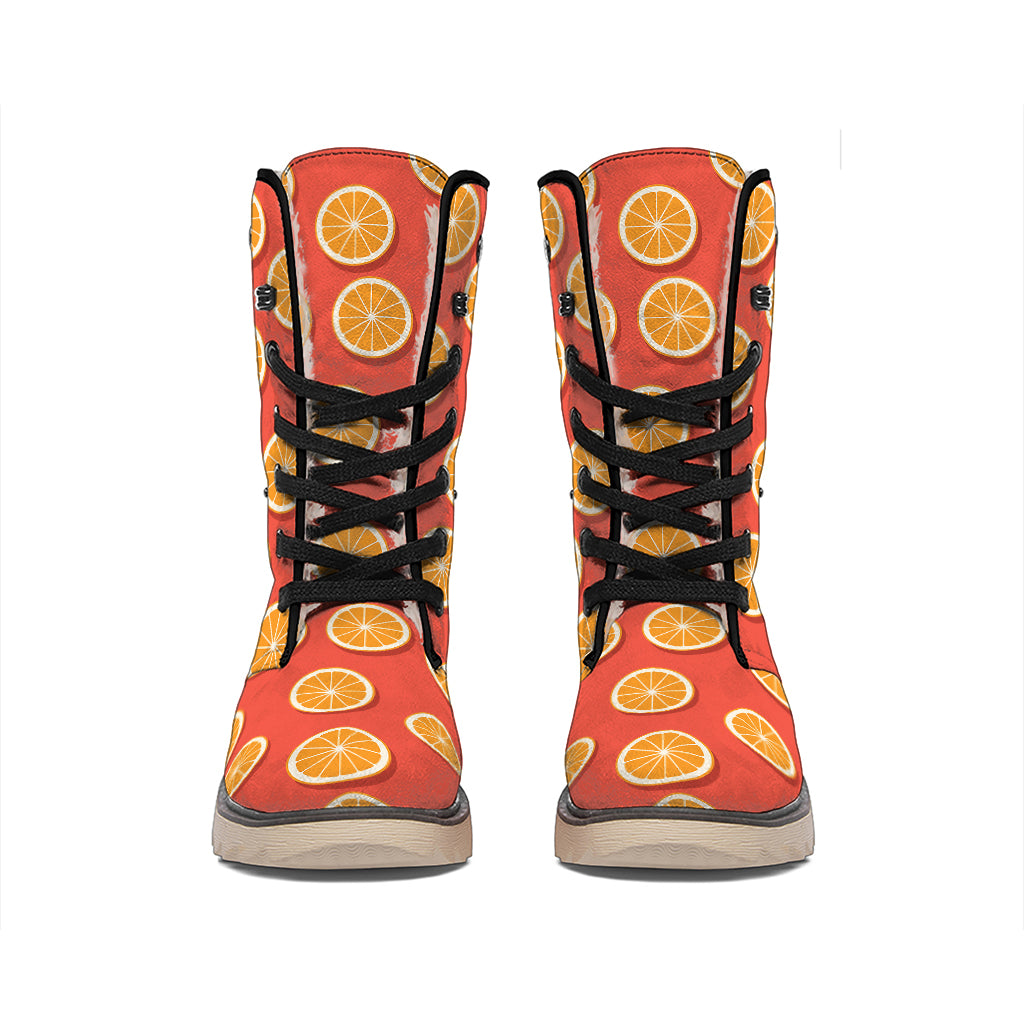 Orange Slices Pattern Print Winter Boots