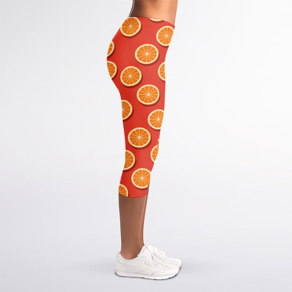 Orange Slices Pattern Print Women's Capri Leggings