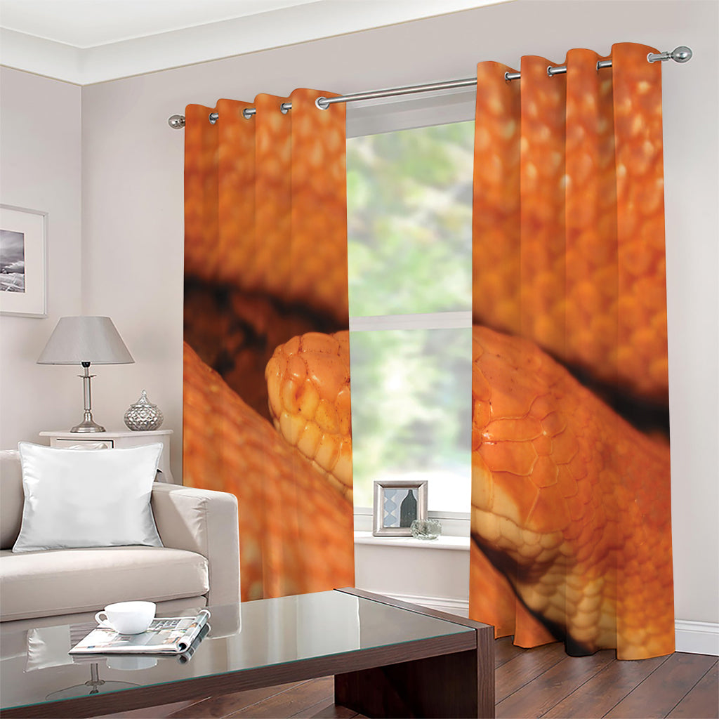 Orange Snake Print Extra Wide Grommet Curtains