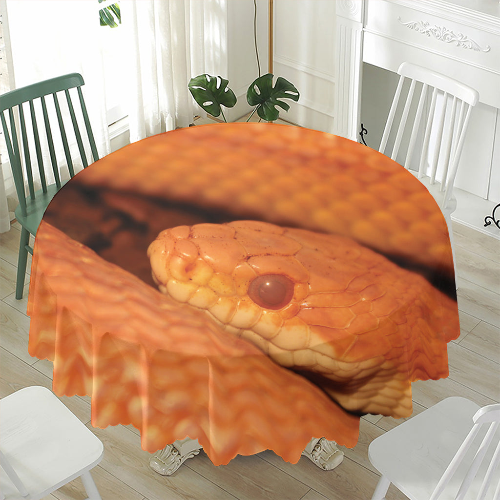 Orange Snake Print Waterproof Round Tablecloth