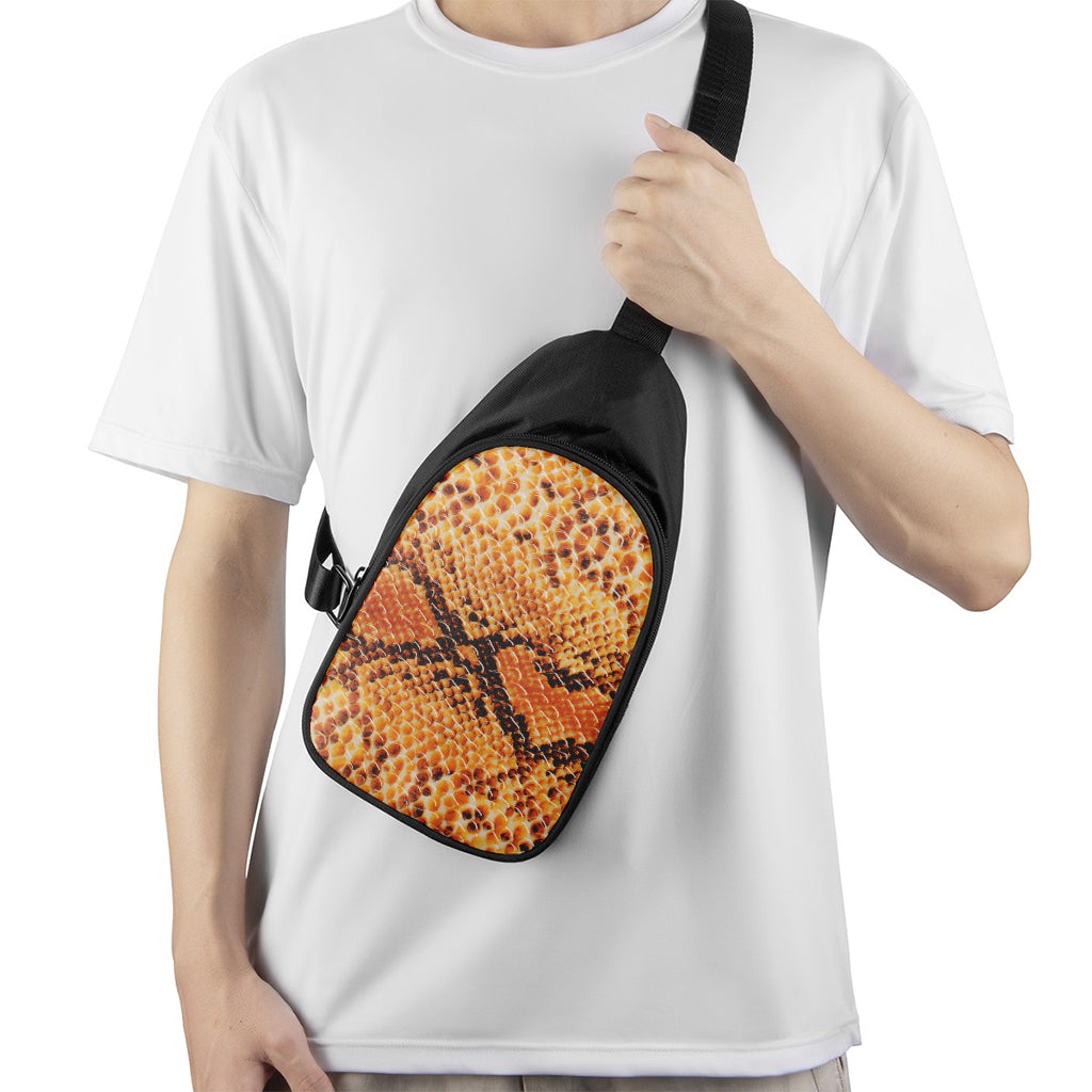 Orange Snakeskin Print Chest Bag