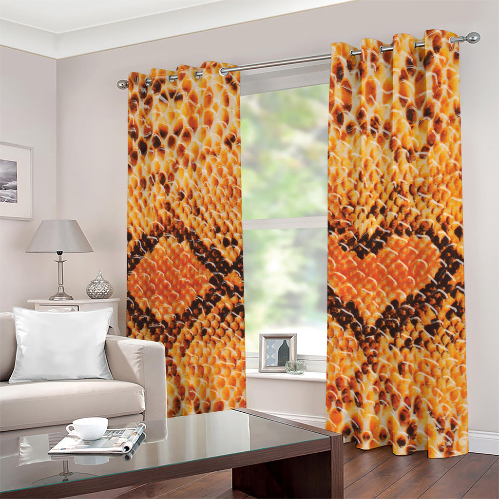 Orange Snakeskin Print Extra Wide Grommet Curtains