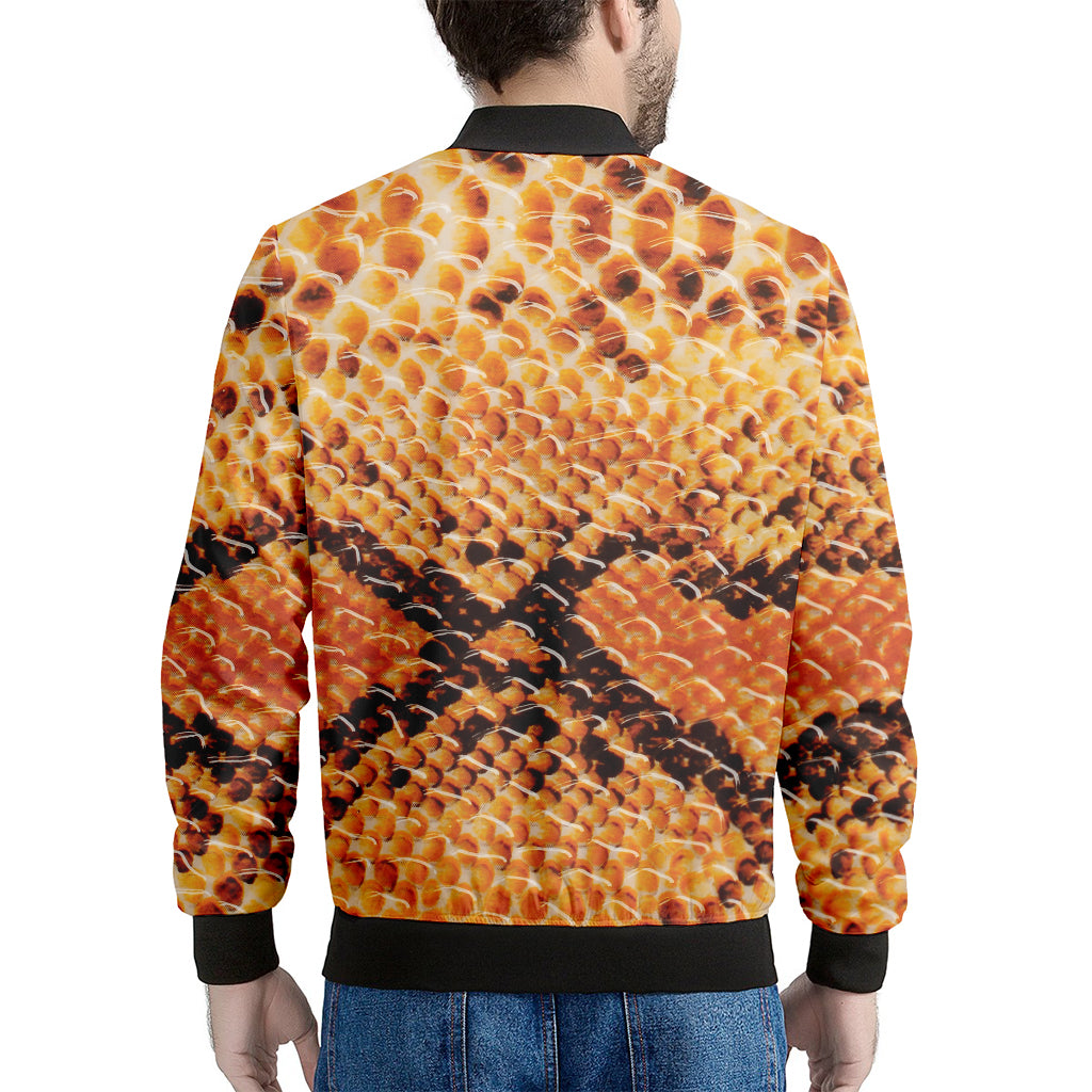Orange Snakeskin Print Men's Bomber Jacket
