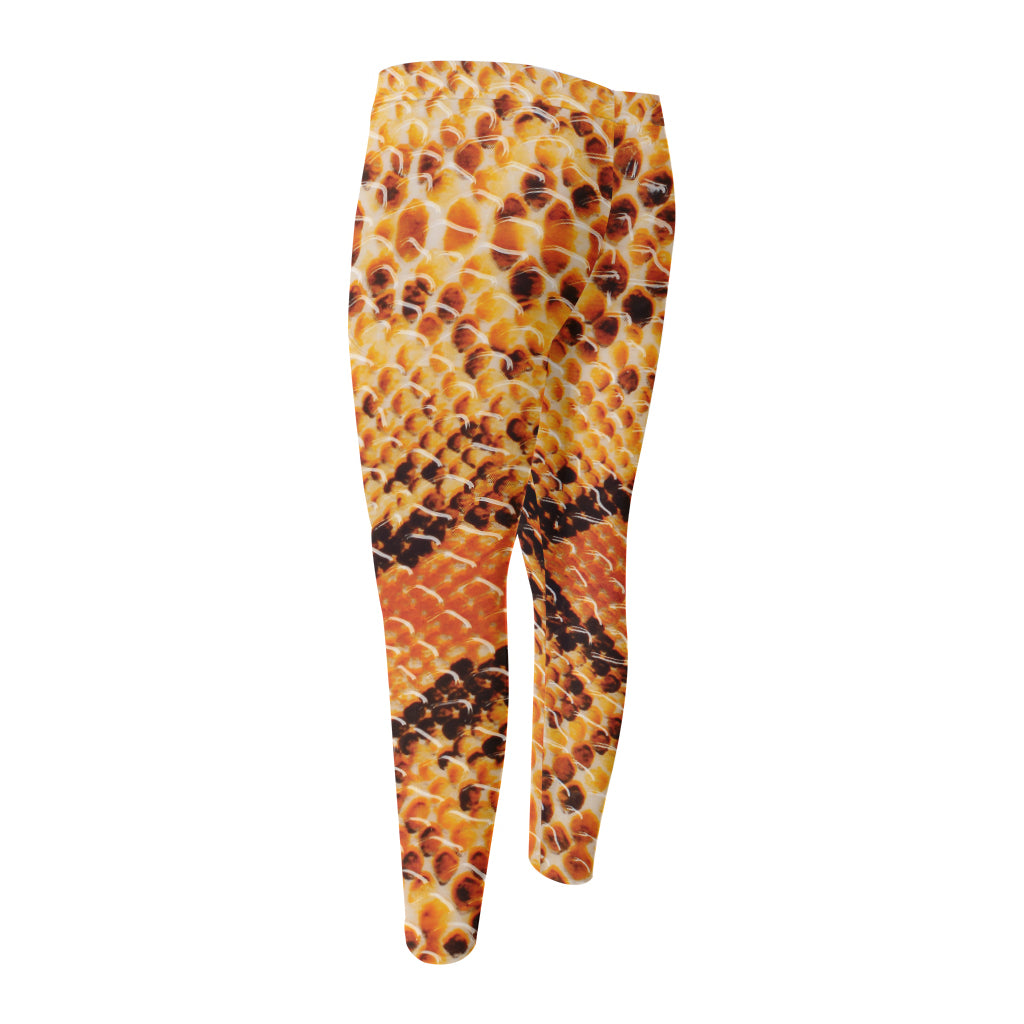 Orange Snakeskin Print Men's Compression Pants