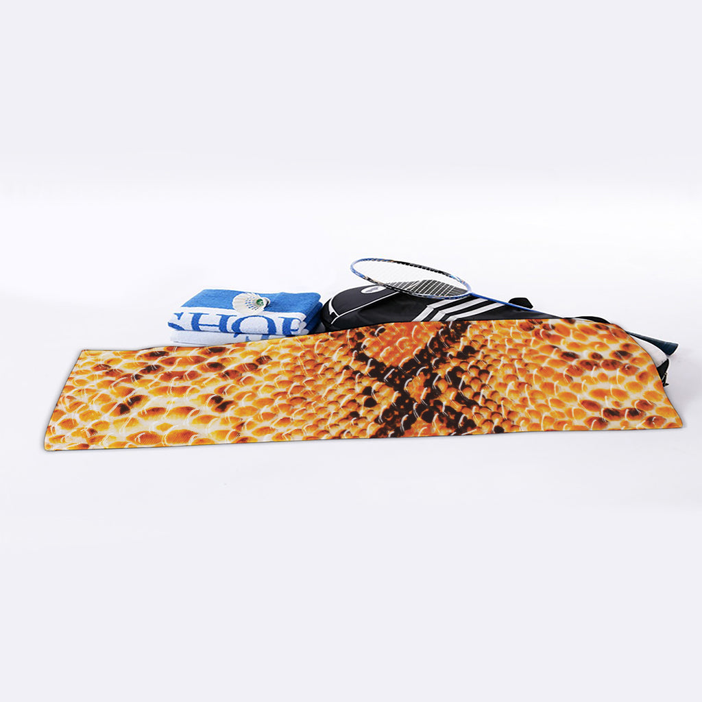 Orange Snakeskin Print Sports Towel