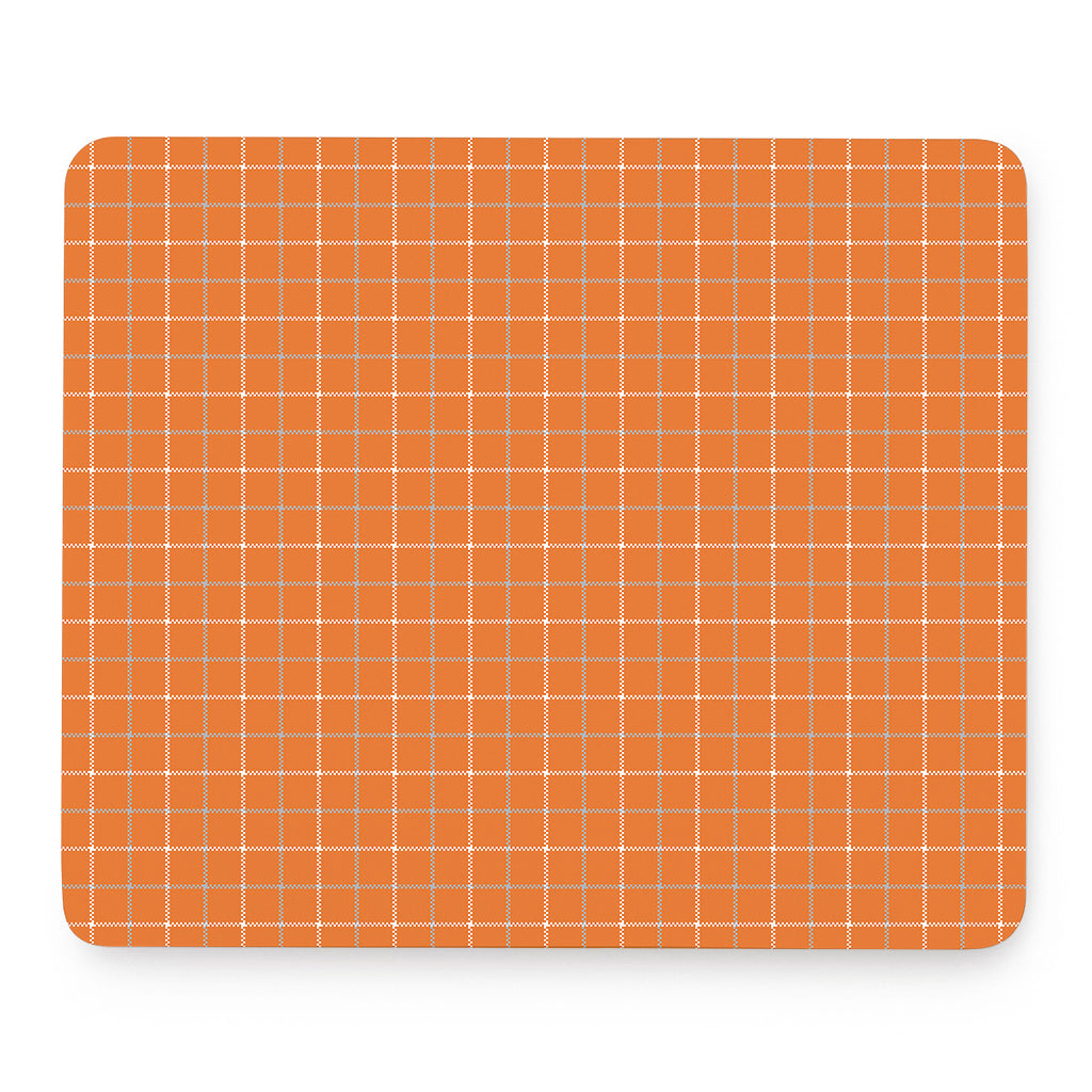 Orange Tattersall Pattern Print Mouse Pad