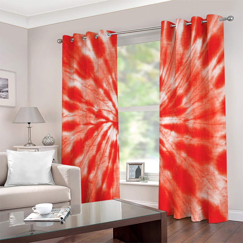 Orange Tie Dye Print Extra Wide Grommet Curtains