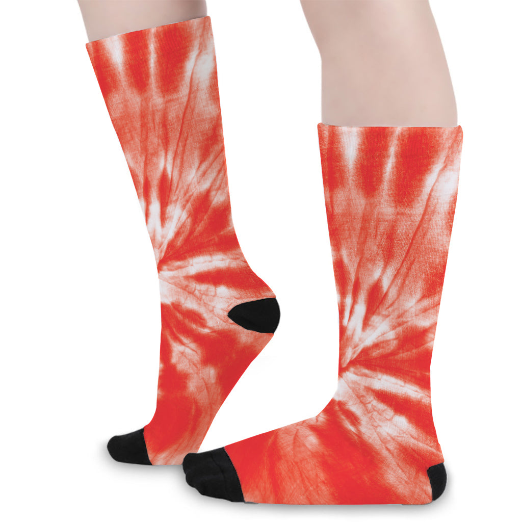 Orange Tie Dye Print Long Socks