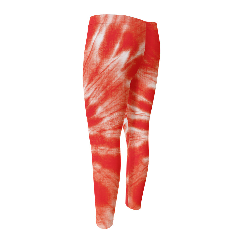 Orange Tie Dye Print Men's Compression Pants